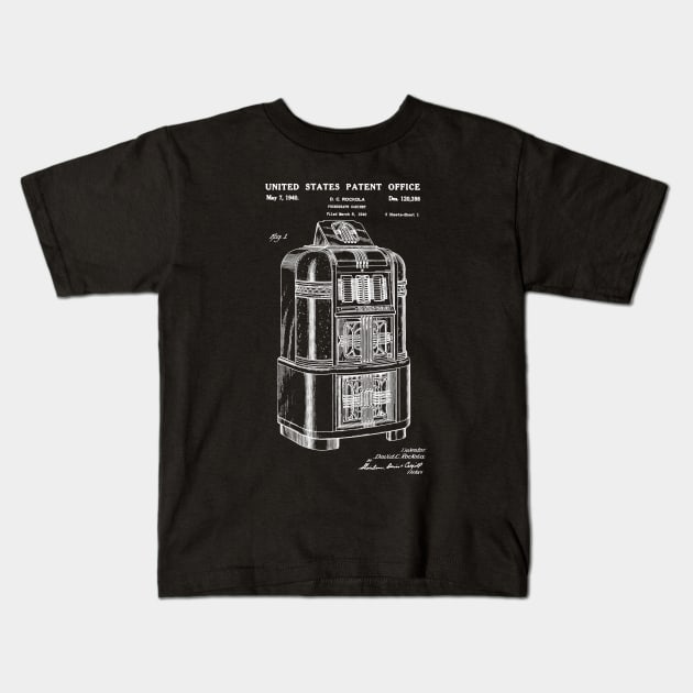 Jukebox Patent White Kids T-Shirt by Luve